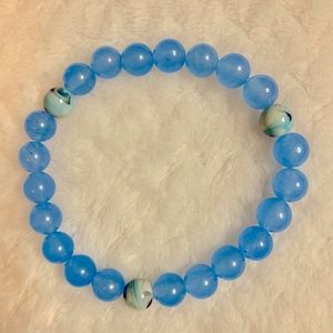 Blue Aventurine and Acrylic Handmade Crystal Gem Bead Bracelet